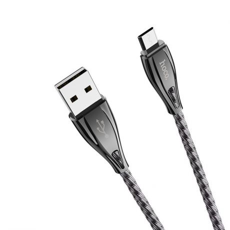 USB кабель Hoco U56 Metal armor MicroUSB, 1,2м, черный
