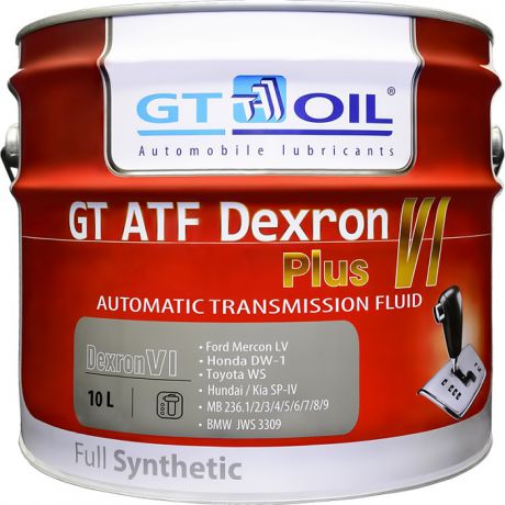 Трансмиссионное масло GT OIL GT ATF Dexron VI Plus, 10 л, 8809059408643