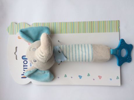 Развивающая игрушка UVITON Игрушка-пищалка "Слоник". серый, голубой