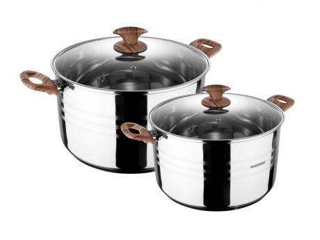 Комплект посуды для приготовления Bergner 2 кастрюли с крышк., 1,6/ 2,3 л, нерж.сталь, 9745MM-BG, серебристый, серый металлик