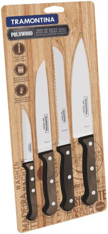 Набор кухонных ножей Tramontina Polywood, 21199/981-TR, коричневый, 4 предмета