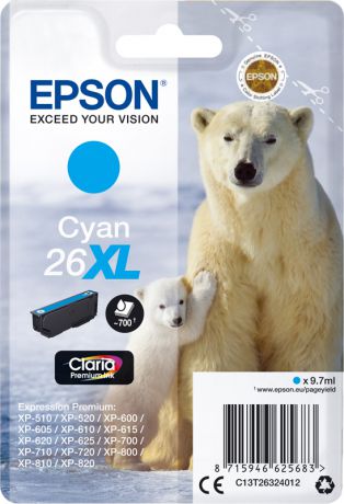 Картридж Epson для XP600/7/8, C13T26324012, голубой