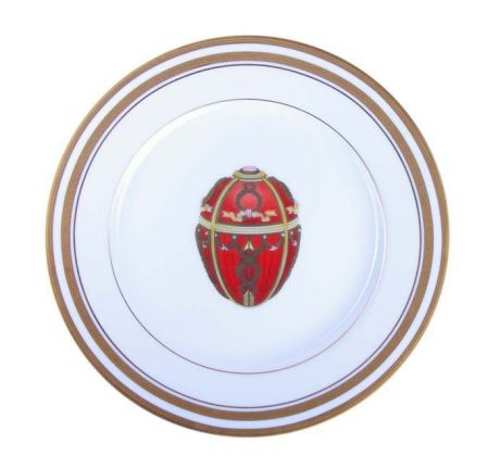 Декоративная тарелка "Бутон розы". Фарфор, деколь, позолота, House of Faberge, 90-е гг. ХХ века