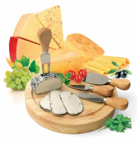 Набор для резки сыра из 4-х приборов и деревянной доски РОКФОР