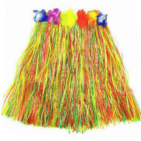 Карнавальный костюм, Веселуха, гавайская юбка 40 см., разноцветная