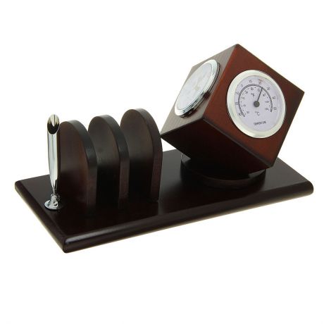 Канцелярский набор Часы 5 в 1, 1770854, коричневый, 11 х 25 см