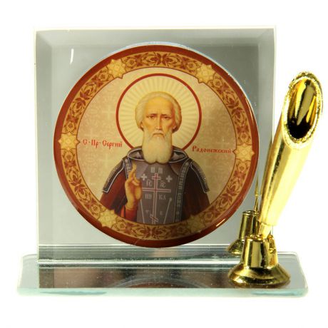 Подставка для канцелярских принадлежностей Преподобный Сергий Радонежский, с иконой, 157393, мультиколор
