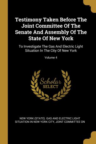 Testimony Taken Before The Joint Committee Of The Senate And Assembly Of The State Of New York. To Investigate The Gas And Electric Light Situation In The City Of New York; Volume 4