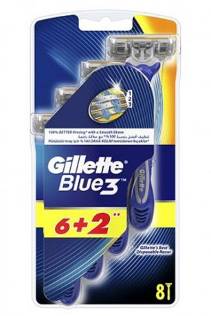 Бритвенный станок Gillette Бритвы одноразовые Blue3 8шт.