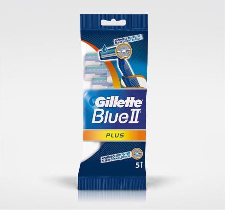 Бритвенный станок Gillette Бритвы одноразовые Blue II Plus 5шт.