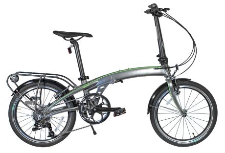 Велосипед складной DAHON QIX D9 серебристый, крылья, багажник, 9 скоростей