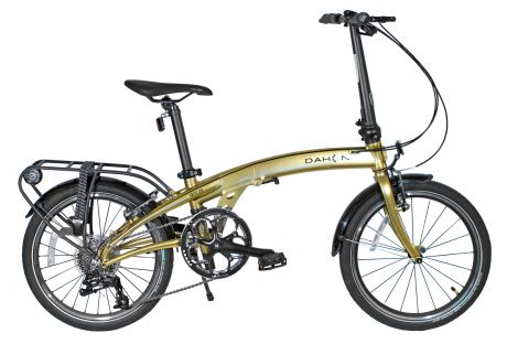 Велосипед складной DAHON QIX D9 золотистый, крылья, багажник, 9 скоростей