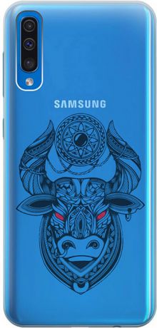 Ультратонкий силиконовый чехол-накладка для Samsung Galaxy A50 с 3D принтом "Grand Bull" GOSSO CASES