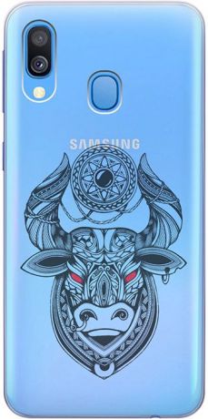 Ультратонкий силиконовый чехол-накладка для Samsung Galaxy A40 с 3D принтом "Grand Bull" GOSSO CASES