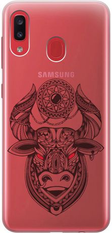Ультратонкий силиконовый чехол-накладка для Samsung Galaxy A20 / A30 с 3D принтом "Grand Bull" GOSSO CASES