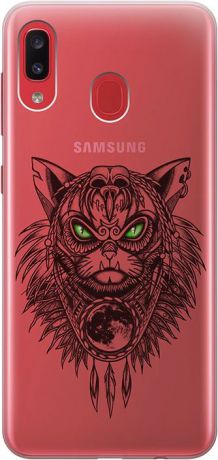 Ультратонкий силиконовый чехол-накладка для Samsung Galaxy A20 / A30 с 3D принтом "Shaman Cat" GOSSO CASES