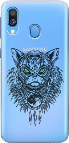 Ультратонкий силиконовый чехол-накладка для Samsung Galaxy A40 с 3D принтом "Shaman Cat" GOSSO CASES