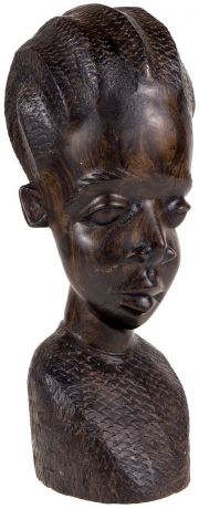 Статуэтка "Голова африканской девушки". Высота 23 см. Дерево, резьба. Вторая половина 20 века.