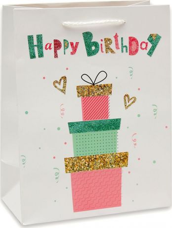 Пакет подарочный Dream Cards "Подарки", разноцветный, 32,7 х 26,4 х 13,6 см