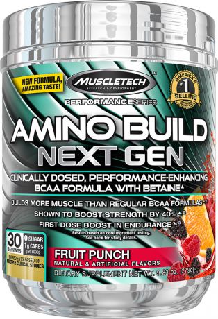 Аминокислотный комплекс MuscleTech Amino Build Next Gen, фруктовый пунш, 30 порций, 263 г