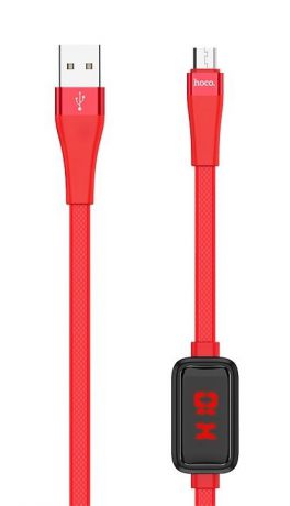 Кабель micro USB-USB HOCO S4 с LED-дисплеем, 2.4A, красный