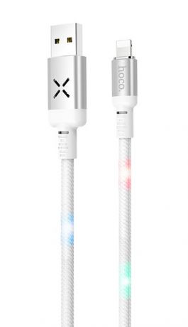 Кабель Apple Lightning-USB HOCO U63 Spirit с LED-подсветкой от звука, 2.4A, белый