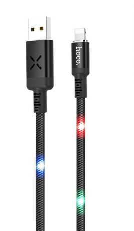 Кабель Apple Lightning-USB HOCO U63 Spiritс LED-подсветкой от звука, 2.4A, чёрный