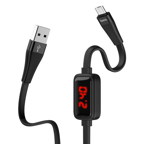 Кабель micro USB-USB HOCO S4 с LED-дисплеем, 2.4A, чёрный