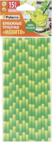 Трубочки для коктейлей Paterra Мохито, 401-898, зеленый, 15 шт