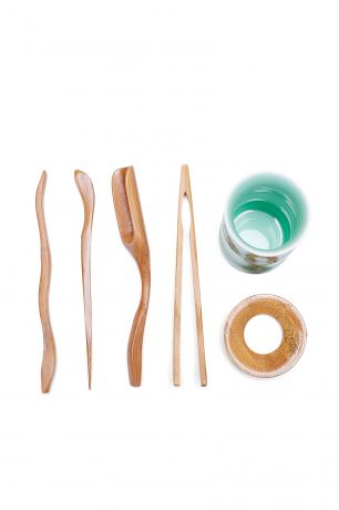 Набор чайных инструментов: ложка, игла, щипцы, лопатка, подставка, воронка