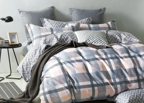 Комплект постельного белья Primavera Classic Single, 26233, серый, бежевый, 1,5-спальный, наволочки 70x70