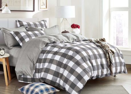 Комплект постельного белья Primavera Classic Double_E, 26304, серый, 2-спальный, наволочки 70x70