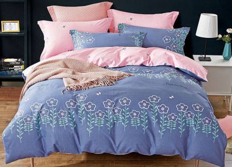 Комплект постельного белья Primavera Classic Single, 26210, синий, розовый, 1,5-спальный, наволочки 70x70
