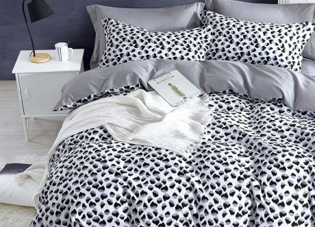 Комплект постельного белья Primavera Classic Single, 26086, черный, белый, 1,5-спальный, наволочки 70x70
