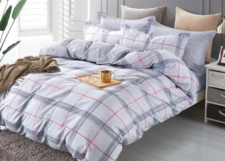 Комплект постельного белья Primavera Classic Double_E, 26273, серый, 2-спальный, наволочки 70x70