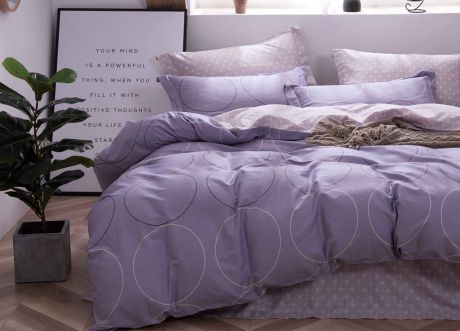 Комплект постельного белья Primavera Classic Double_E, 26261, фиолетовый, 2-спальный, наволочки 70x70