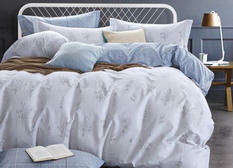 Комплект постельного белья Primavera Classic Single, 25976, серый, синий, 1,5-спальный, наволочки 70x70