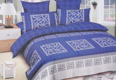 Комплект постельного белья Amore Mio Gold Mark, 5517, синий, 1,5-спальный, наволочки 70x70