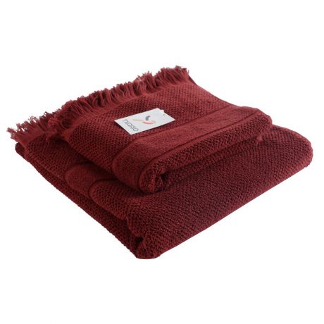Банное полотенце Tkano с бахромой бордового цвета Essential 70х140