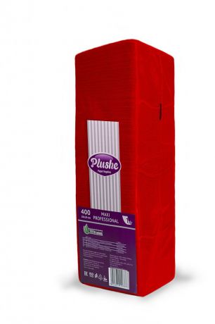 Салфетки Бумажные Plushe Maxi Professional,однослойные,с тиснением, красный, 400листов