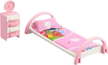 Набор мебели для кукол Форма "Кровать с тумбочкой", С-50-Ф, розовый