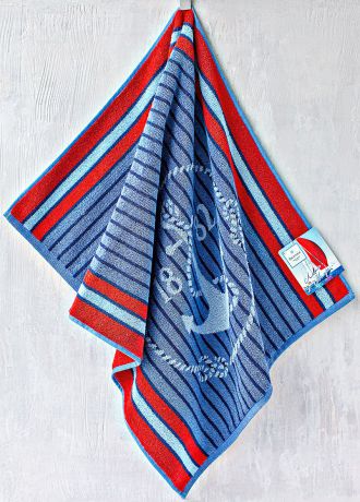Полотенце Василиса Лето Море "Полный вперед", 195642, красный, синий, 50 х 90 см