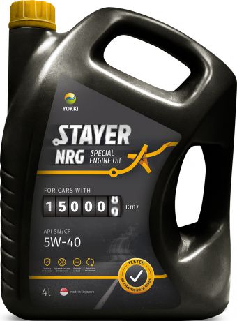 Моторное масло снтетическое для автомобилей с пробегом Stayer NRG 5W40 SN/CF , 4 литра