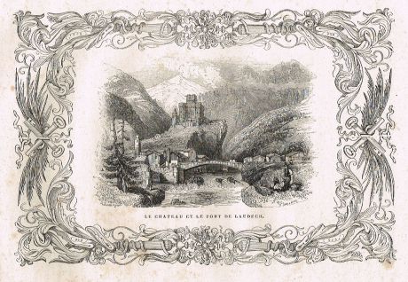 Гравюра Виды Тироля. офорт. Франция 1830-1840 гг