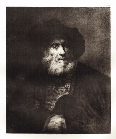 Гравюра Портрет раввина в широком берете. Рембрандт Харменс ван Рейн. Гелиогравюра 1900 год