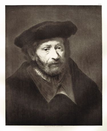 Гравюра Портрет пожилого еврея в плаще и берете. Рембрандт Харменс ван Рейн. Гелиогравюра 1900 год
