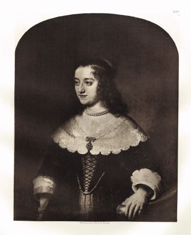 Гравюра Портрет жены бургомистра Сикса. Рембрандт Харменс ван Рейн. Гелиогравюра 1900 год