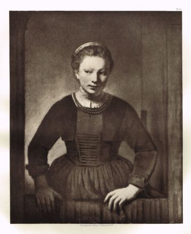 Гравюра Портрет девочки-сироты. Рембрандт Харменс ван Рейн. Гелиогравюра 1900 год