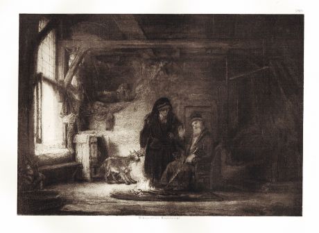 Слепой Товит обвиняет жену в краже козленка. Рембрандт Харменс ван Рейн. Гелиогравюра, 1900 год