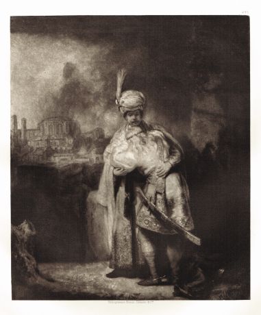 Гравюра Примирение Давида и Авессалома. Рембрандт Харменс ван Рейн. Гелиогравюра 1900 год
